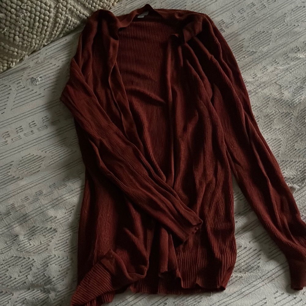 Burnt Orange cardigan, soft and thoughtfully stitched